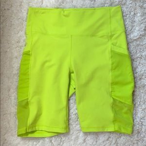 Fabletics neon green biker shorts